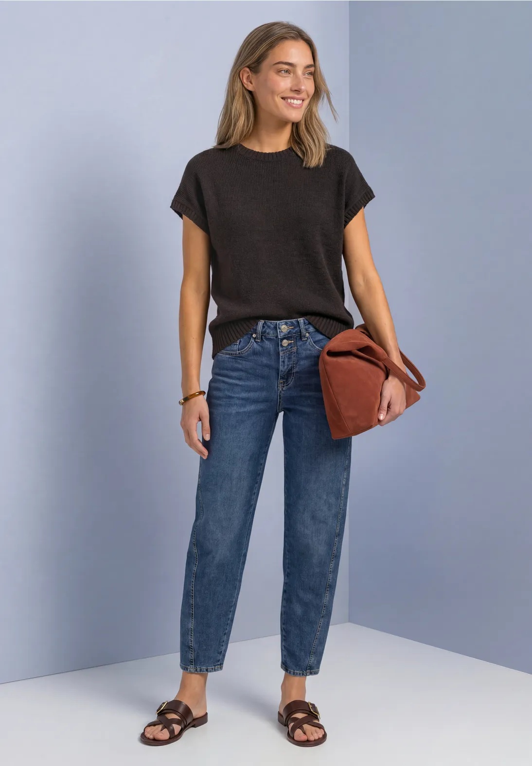 Sleeveless Sweater Frisée - Black Coffee - Street One