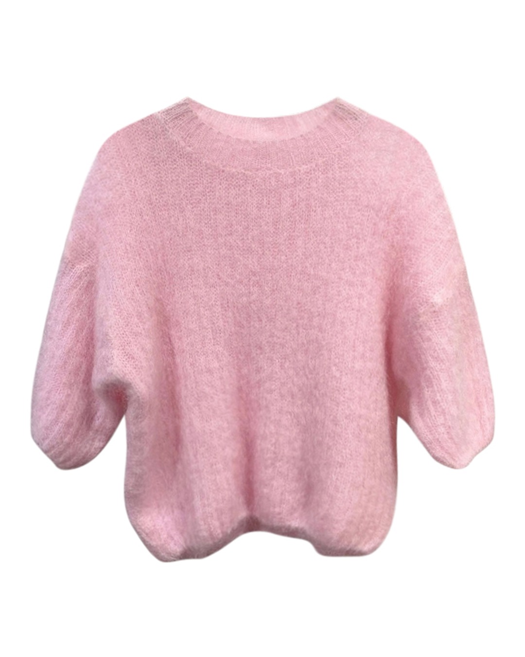Mohairjumper kort ärm ljusrosa
