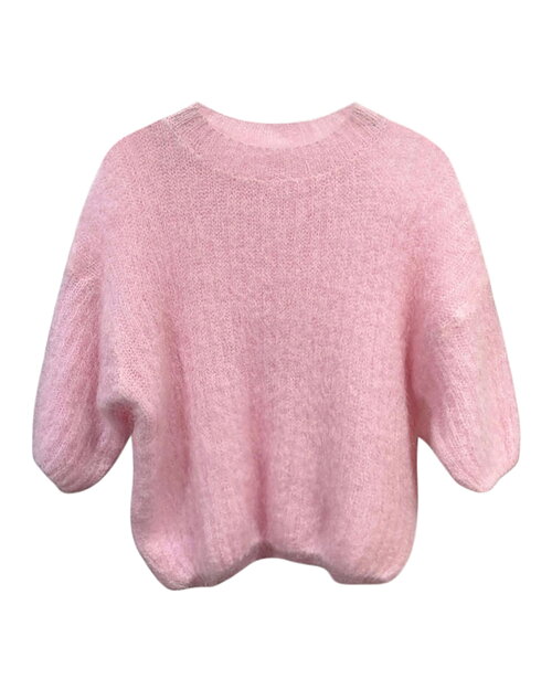 Mohairjumper kort ärm ljusrosa