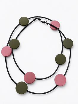 Necklace dots pink green