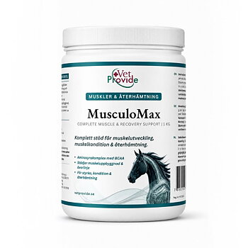 Vet Provide MusculoMax 1 kg burk för hästens muskeluppbyggnad.