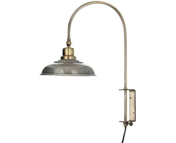 Vägglampa med Mässingsdetaljer Grå