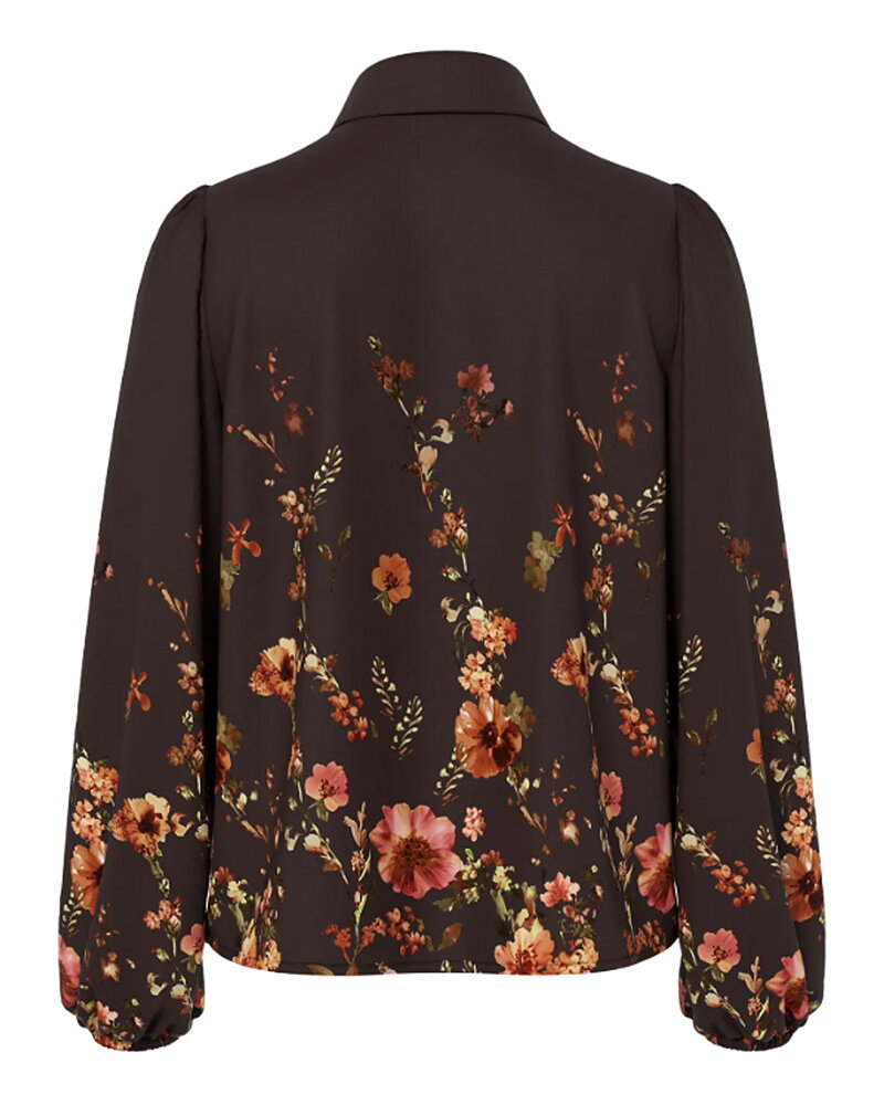 Blus Romantica blommig brun