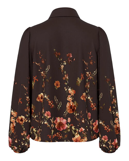 Blus Romantica blommig brun - 2
