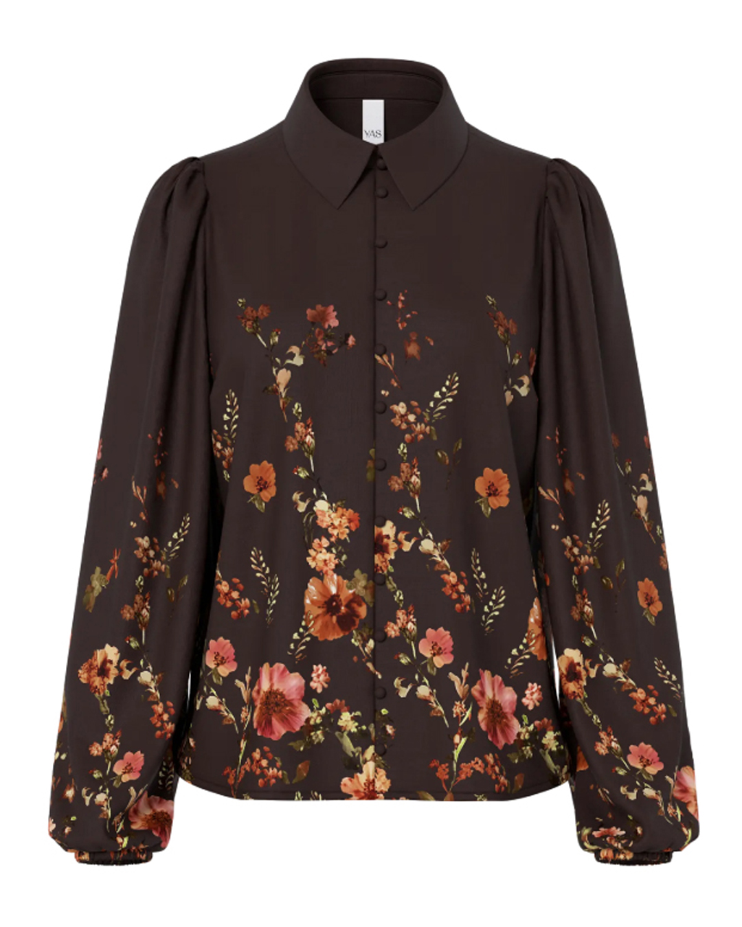 Blus Romantica blommig brun
