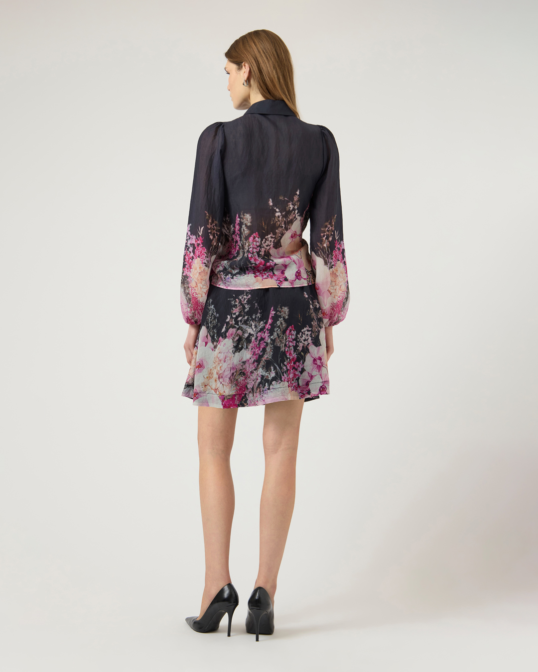Blus Romantica blommig brun - 4