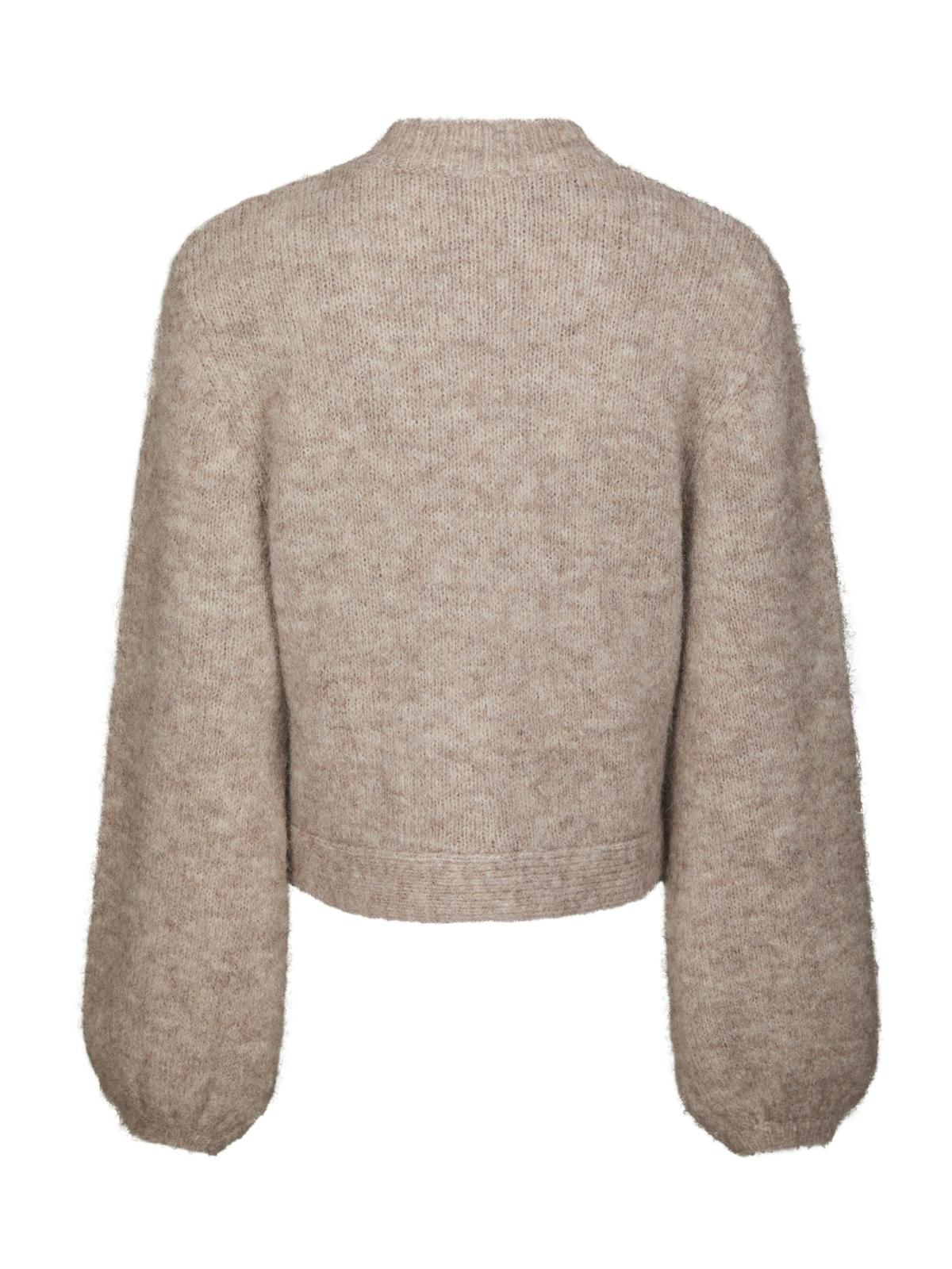 Neo Noir Gio  Fluffy Knit Cardigan, Beige Melange - 2