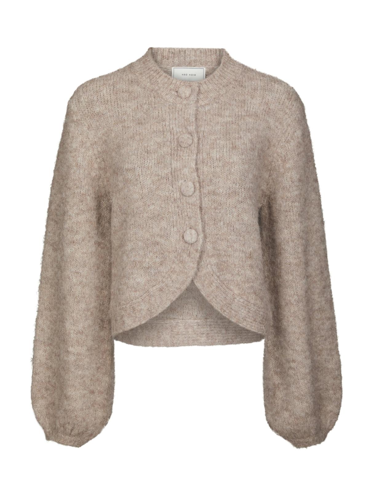 Neo Noir Gio  Fluffy Knit Cardigan, Beige Melange