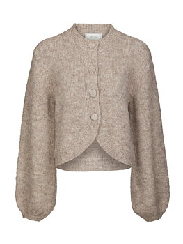 Neo Noir Gio  Fluffy Knit Cardigan, Beige Melange