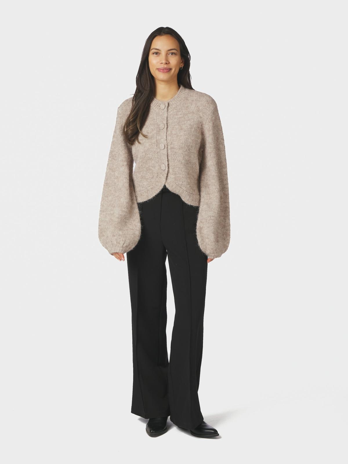 Neo Noir Gio  Fluffy Knit Cardigan, Beige Melange - 5