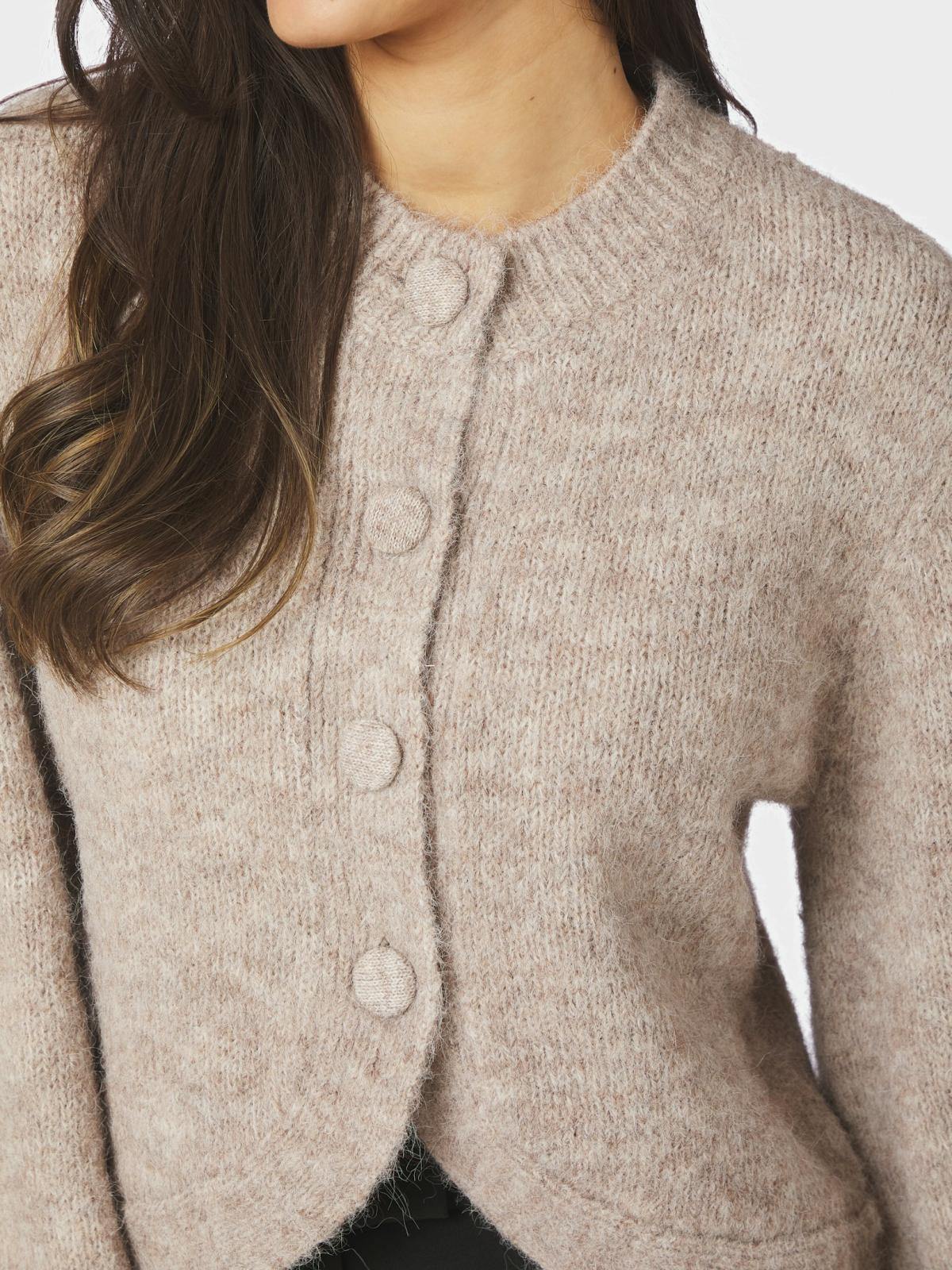 Neo Noir Gio  Fluffy Knit Cardigan, Beige Melange - 6
