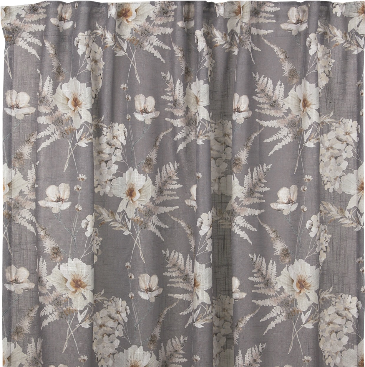 1 par Gardinlängder grå vita blomster shabby chic lantlig stil - 2