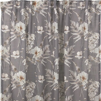 1 par Gardinlängder grå vita blomster shabby chic lantlig stil