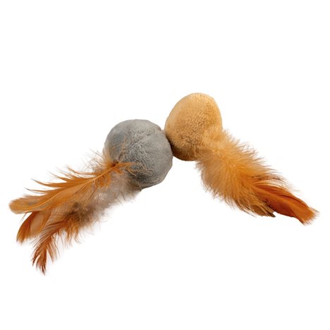 DuvoPlus Cushy Balls With Feathers Brun/Grå 2-Pack