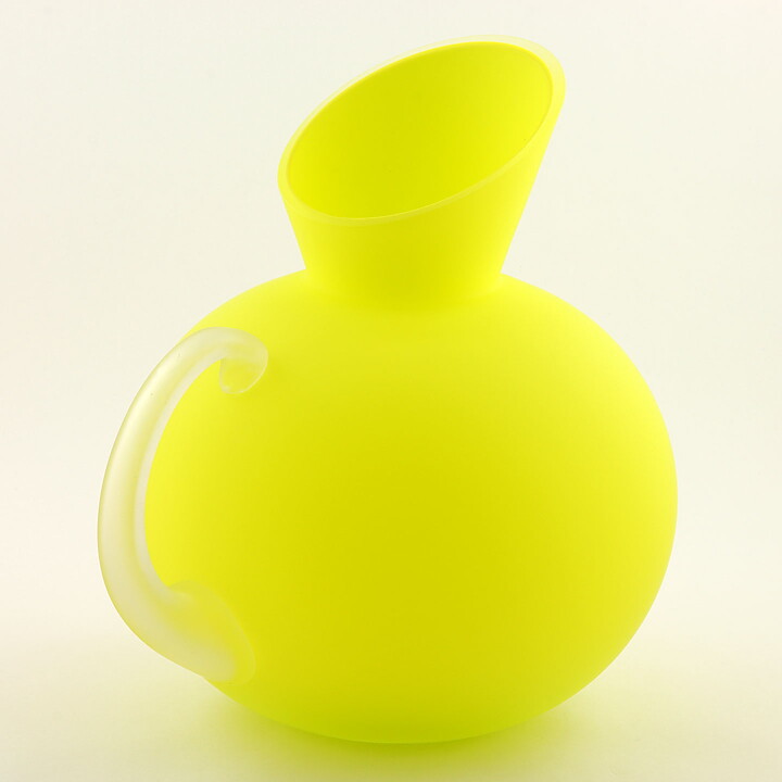Anne Nilsson (Sorbet 1995) Frosty Yellow Art Glass Pitcher 25 cm