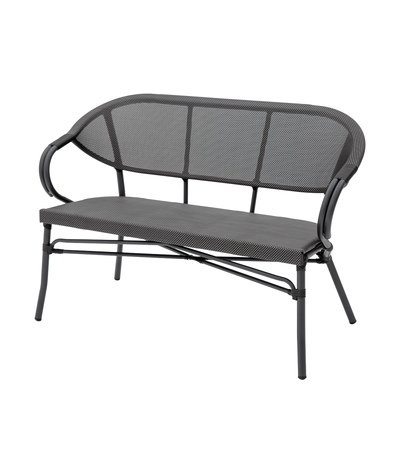 Karmbänk stapelbar i Aluminium med konstrotting Camillo för utomhusbruk - 6