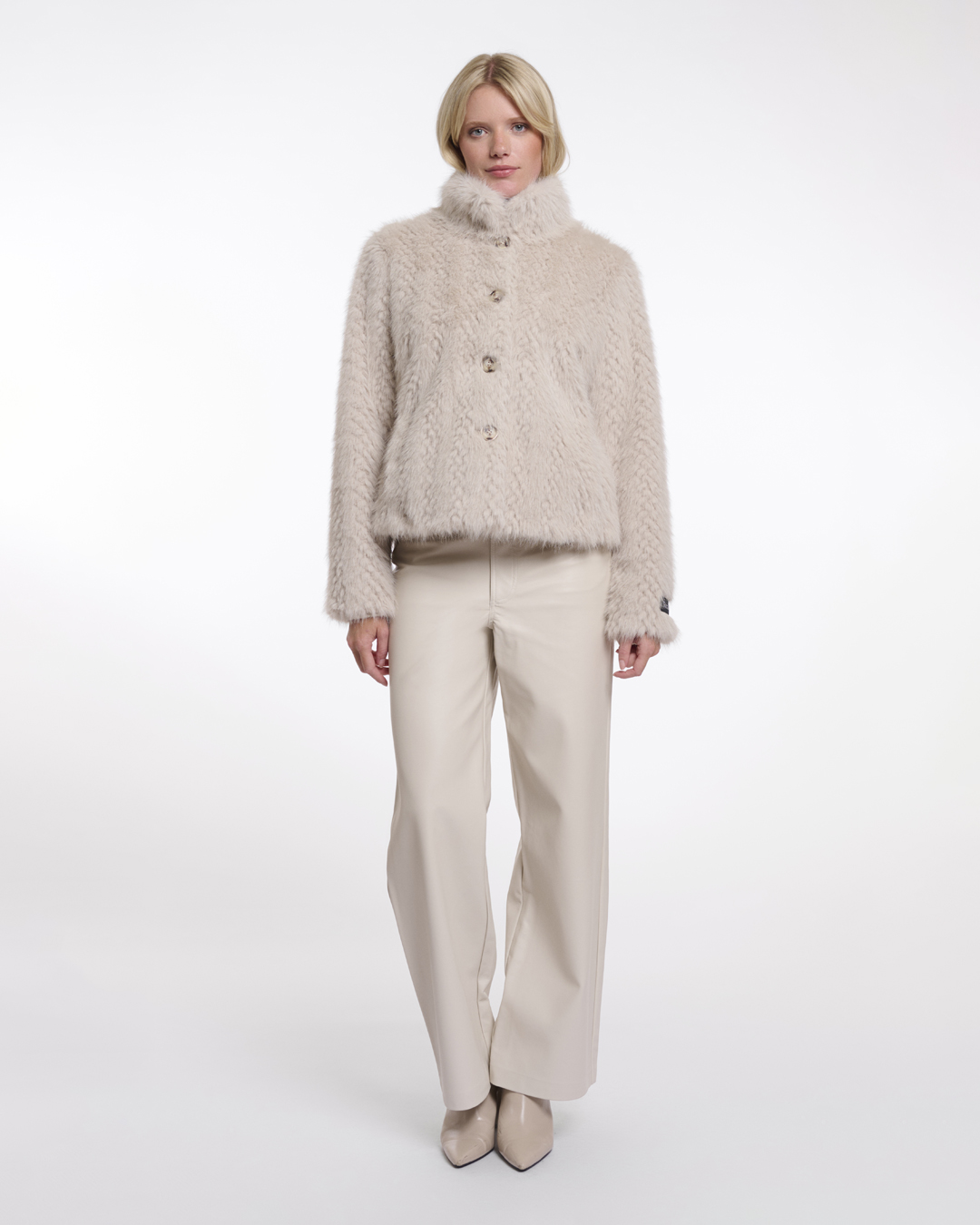 Pälsjacka Vie mönstrad offwhite - 4
