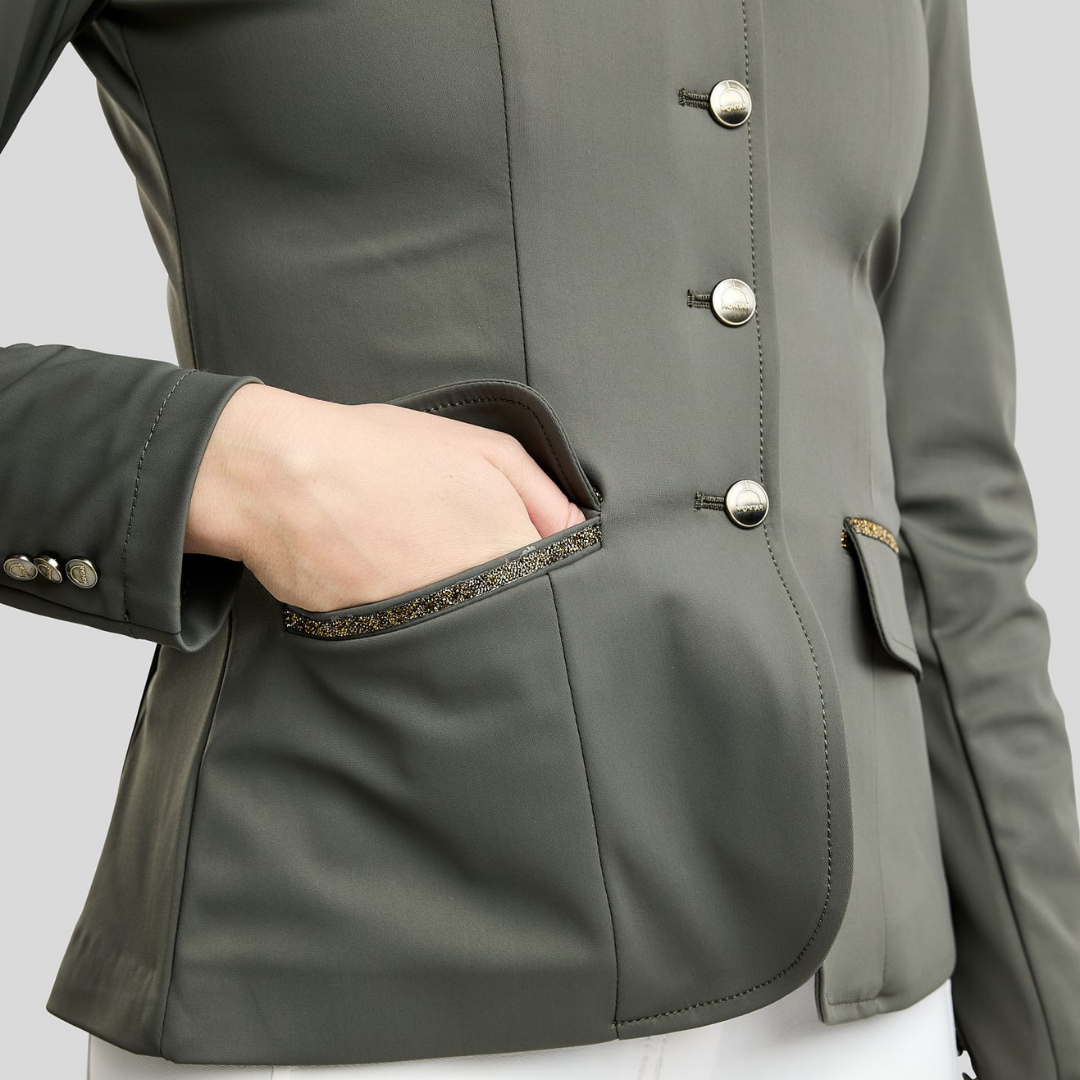 MONTAR MOEVE SOFTSHELL COMPETITION JACKET GOLDEN QUARTZ TAPE CRYSTALS - FOREST GREEN - 4