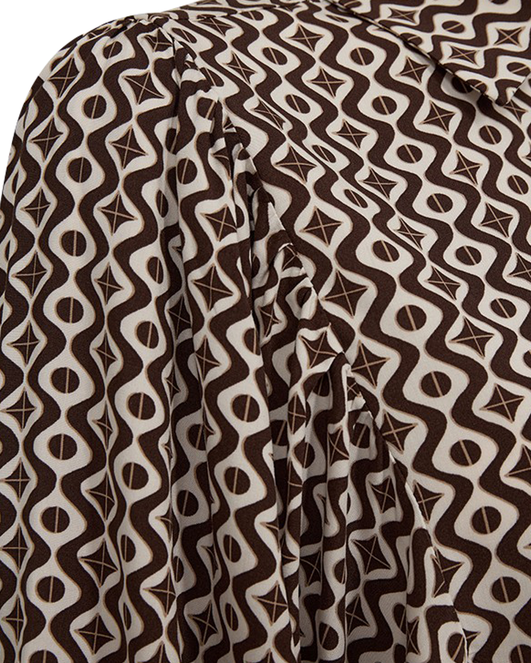 Blus Adney resår i ärm mönstrad beige/brun - 3