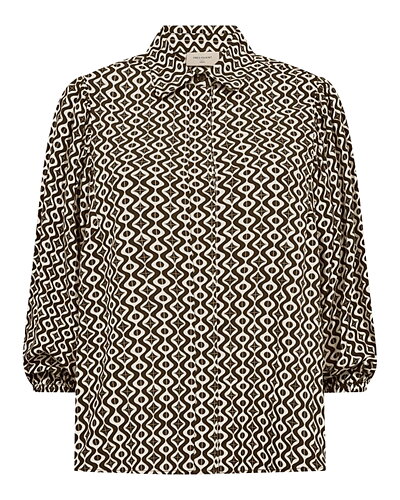 Blus Adney resår i ärm mönstrad beige/brun