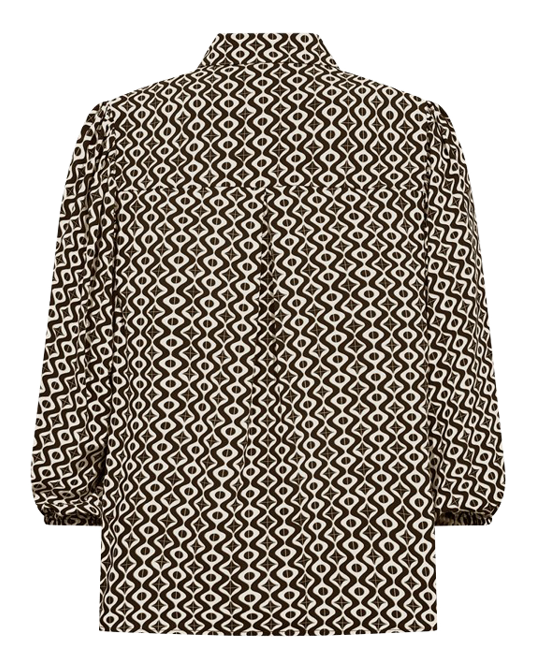 Blus Adney resår i ärm mönstrad beige/brun - 2