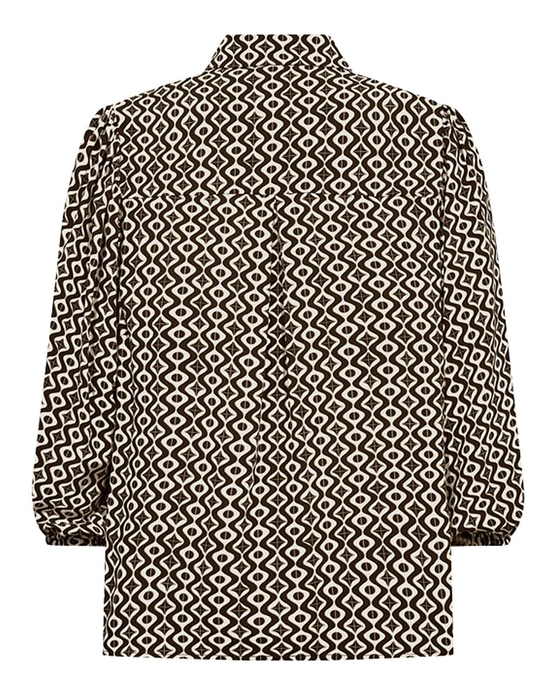 Blus Adney resår i ärm mönstrad beige/brun