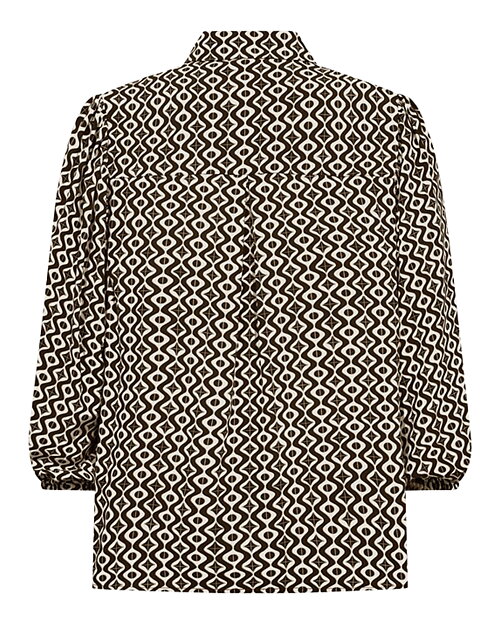 Blus Adney resår i ärm mönstrad beige/brun - 2