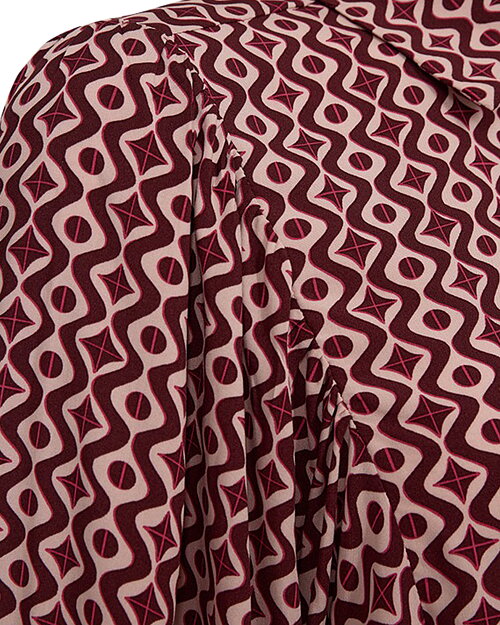 Blus Adney resår i ärm mönstrad ljusrosa/vinröd - 3