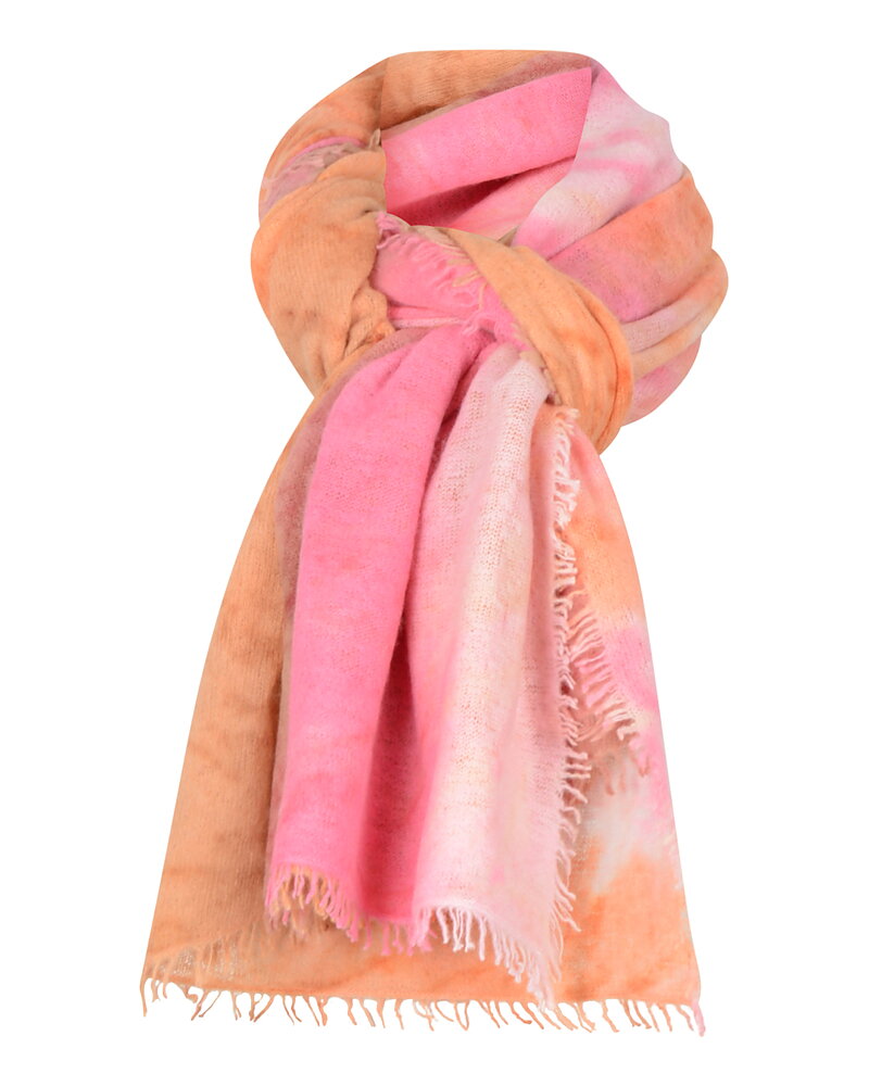 Kashmirsjal Ice Dye rosa/orange/beige