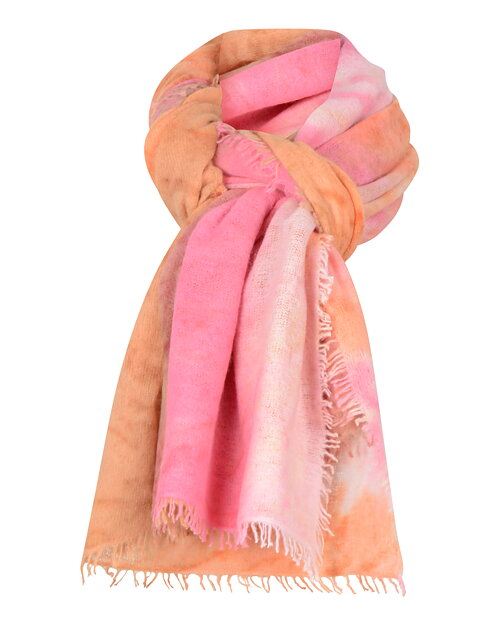Kashmirsjal Ice Dye rosa/orange/beige