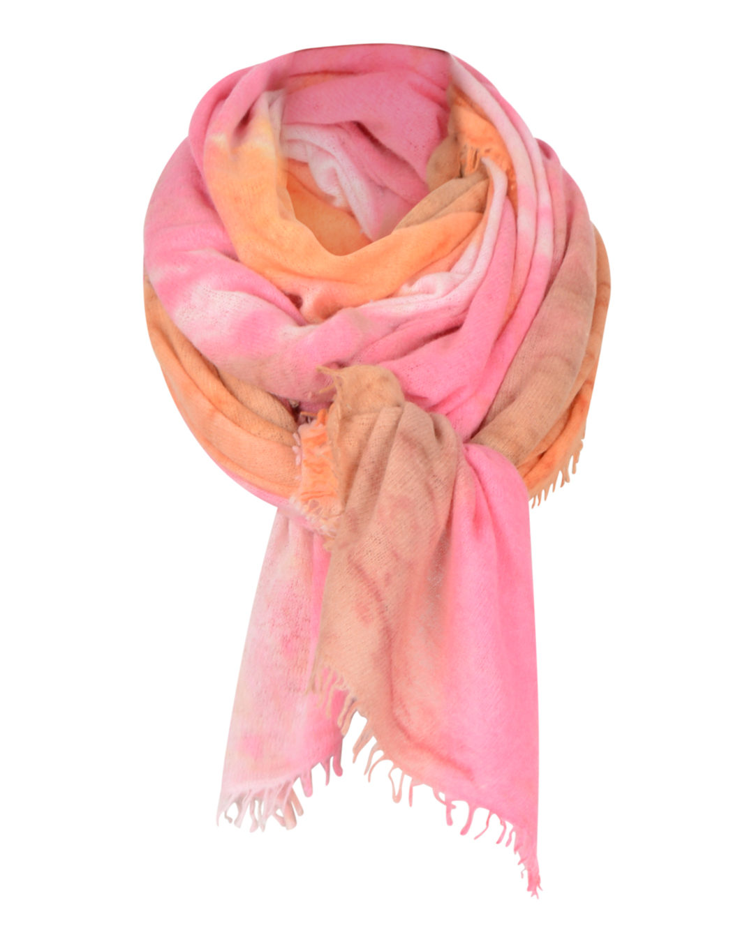 Kashmirsjal Ice Dye rosa/orange/beige - 4