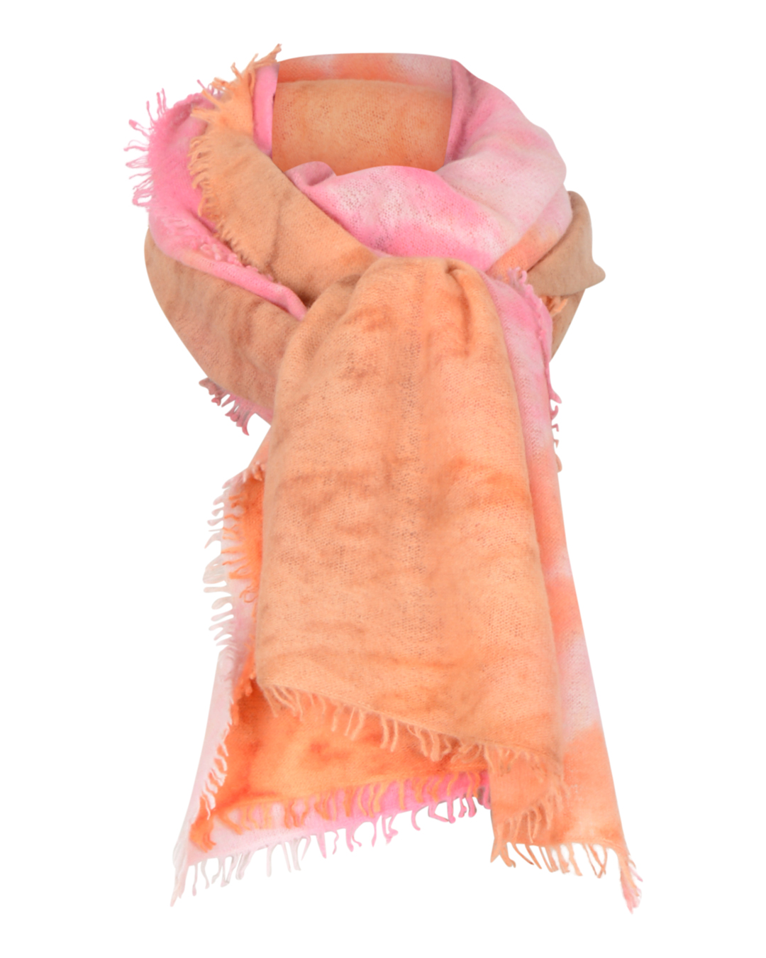 Kashmirsjal Ice Dye rosa/orange/beige - 6