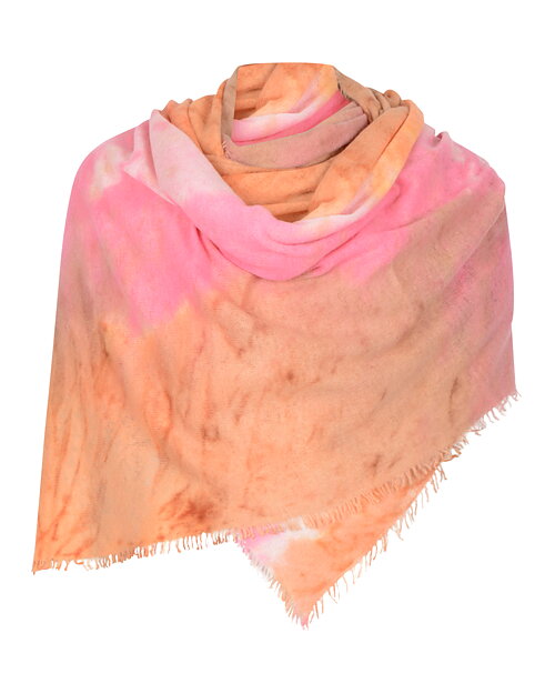 Kashmirsjal Ice Dye rosa/orange/beige - 3