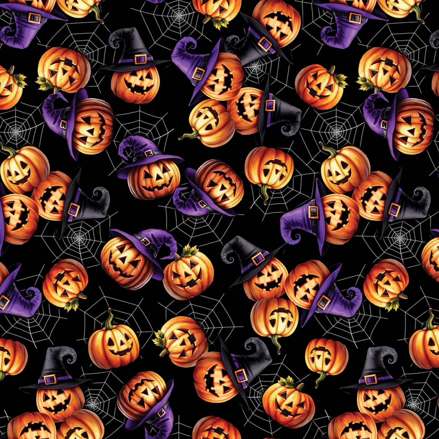 Tyg: Jack-O'-Lantern Festival Black - Ghostly Soiree