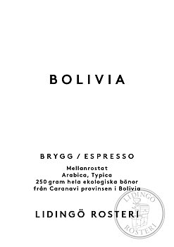 Lidingö Rosteri - Bolivia Grade 1 - Brygg & Espresso - Ekologiska (SE-EKO-01) Mellanrostade kaffebönor - 250g