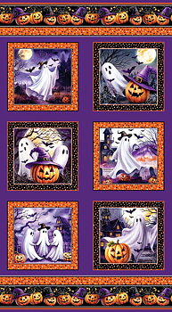 Tyg: Panel med 6st bilder - Ghostly Purple - Ghostly Soiree