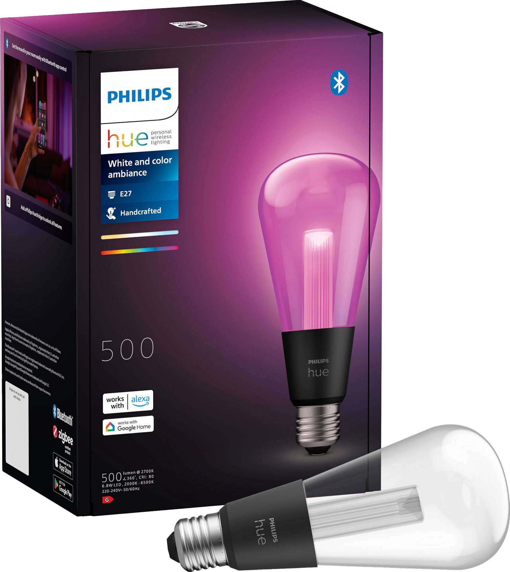 Philips Hue Lightguide ST72 Edison E27 6,8W 72mm - 2 År Garanti Helt Ny Oanvänd - Original - 2