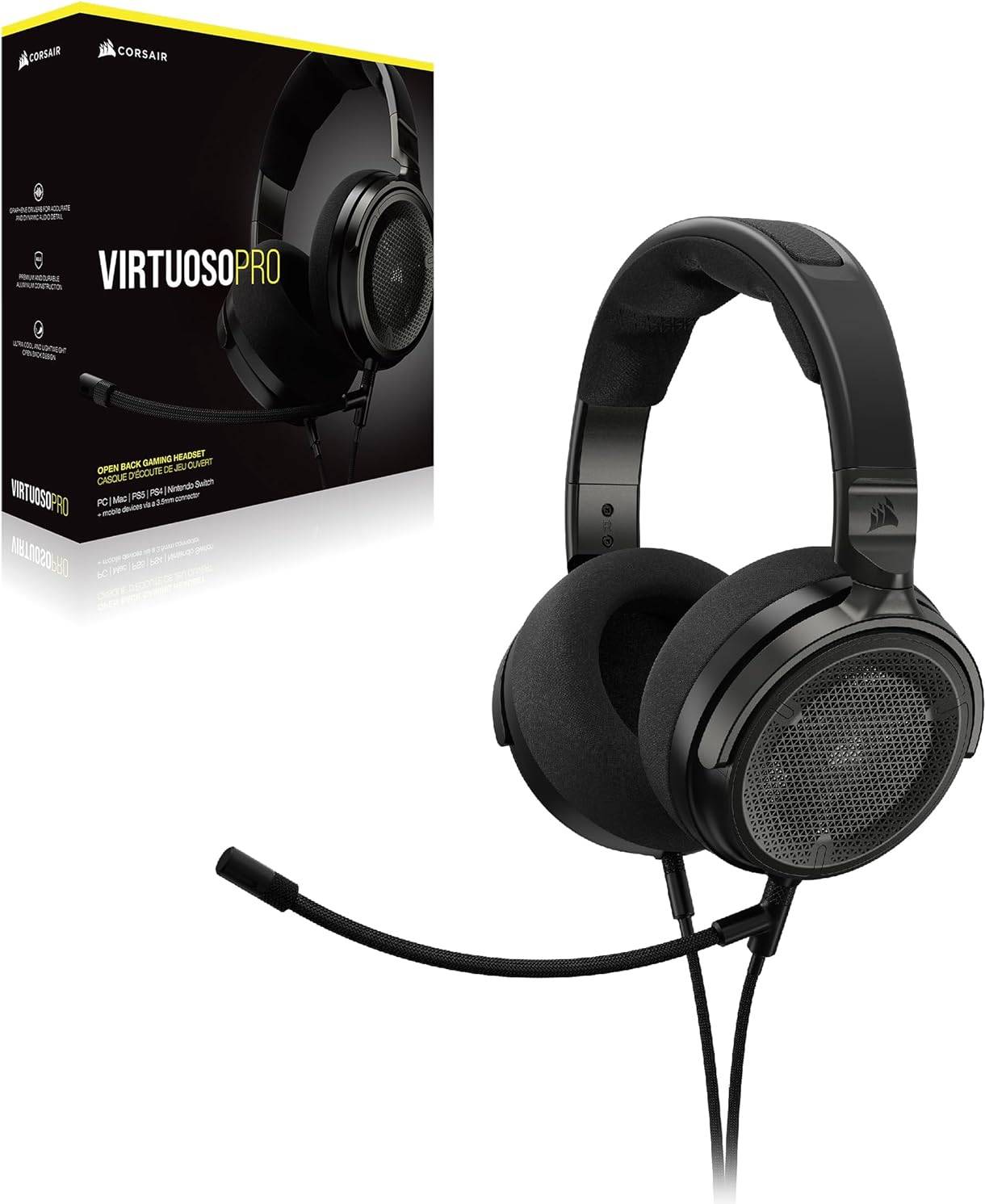 Corsair Virtuoso Pro Over-ear - 2 År Garanti Helt Ny Oanvänd - Svart - Original
