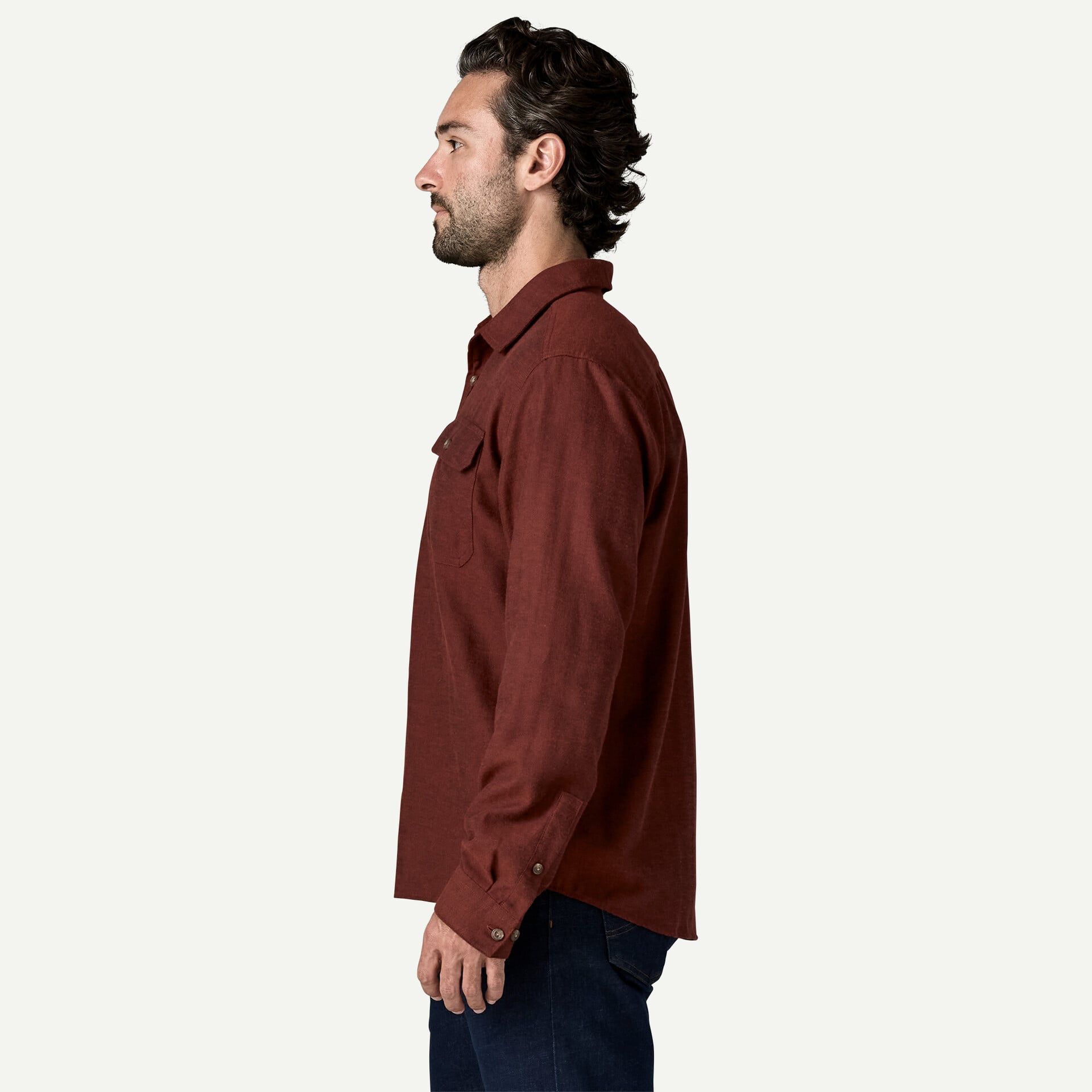 Patagonia M's L/S LW Fjord Flannel Shirt - Rusty Red - 3