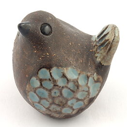 Bengt Wall (1960s) Brown Swelling  Bird with Relief Decor 6 cm (2)