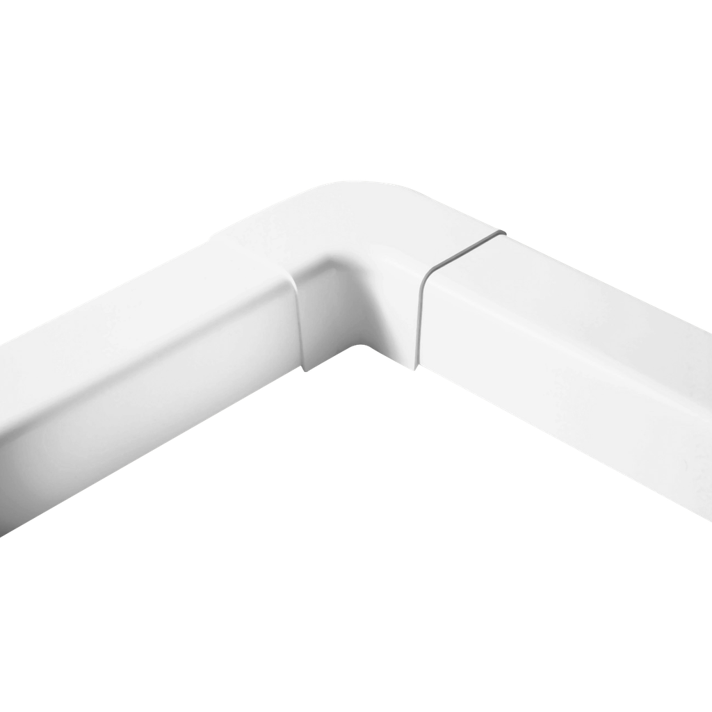 Horisontell 90° böj för Kanal 80x60 mm, Vit. Förpackning med 8 stycken.