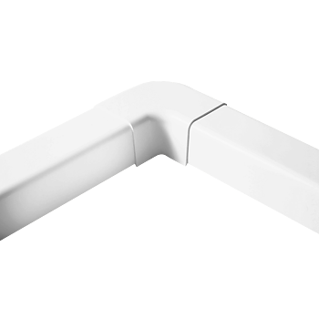 Horisontell 90° böj för Kanal 80x60 mm, Vit. Förpackning med 8 stycken.