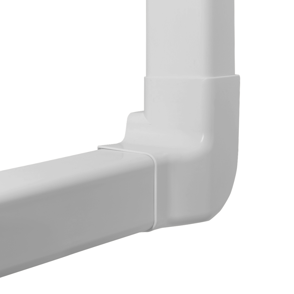 Vänster Vertikal Vinkel för Kanal 80x60 mm, Vit. Förpackning med 4 stycken