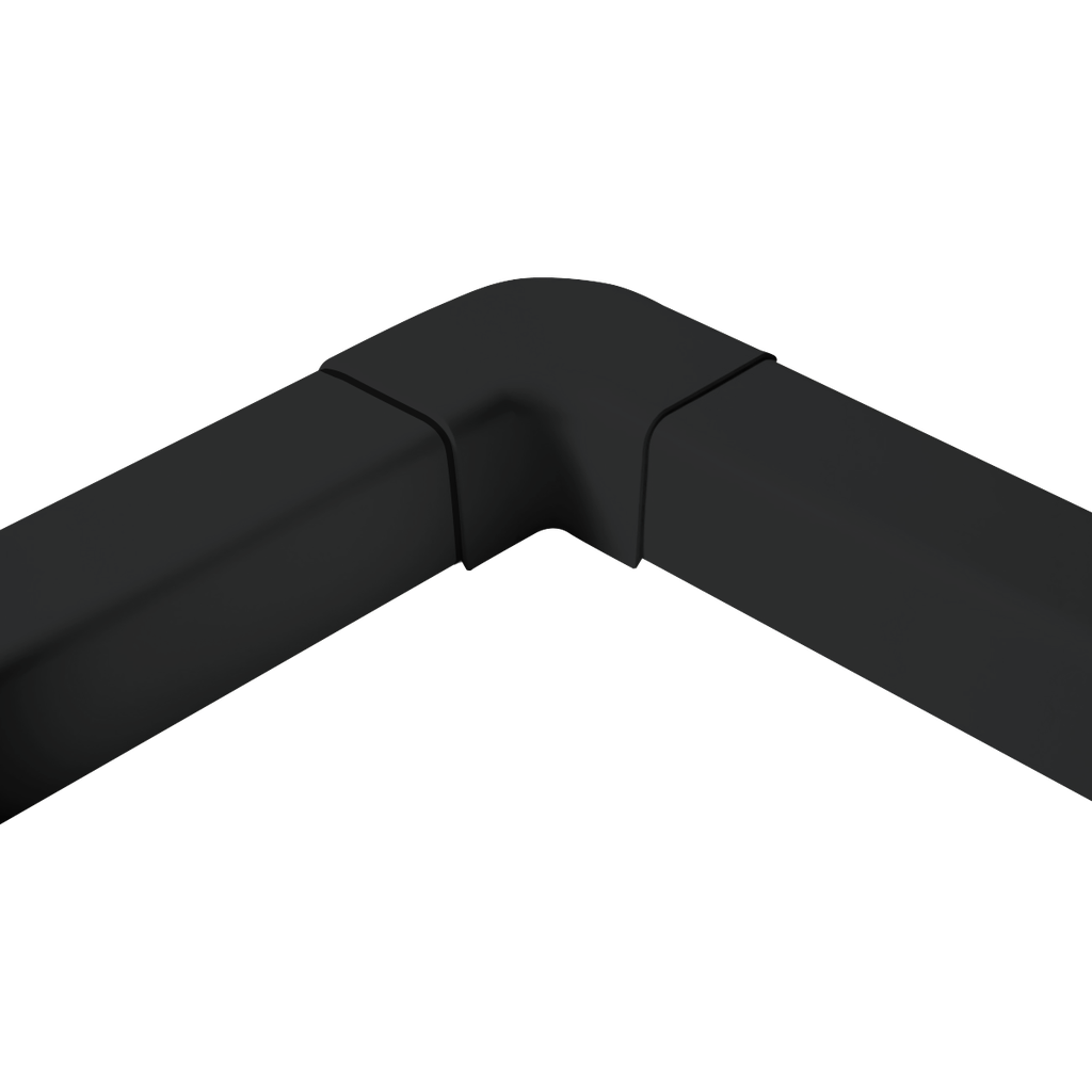 Horisontell 90° böj för Kanal 80x60 mm, Svart. Förpackning med 8 stycken