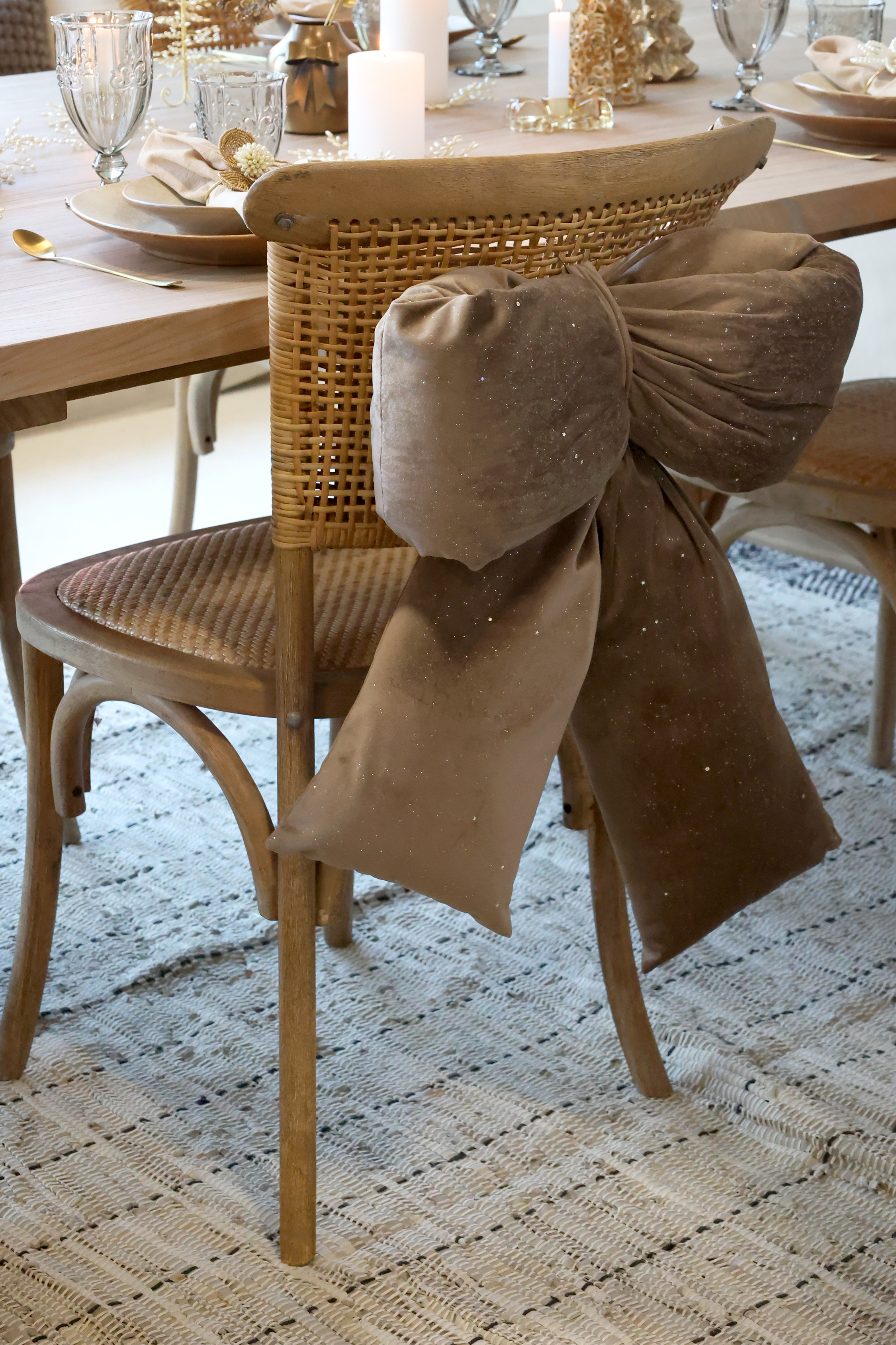 Rosett i velour med glitter 50x40 cm - Mocca