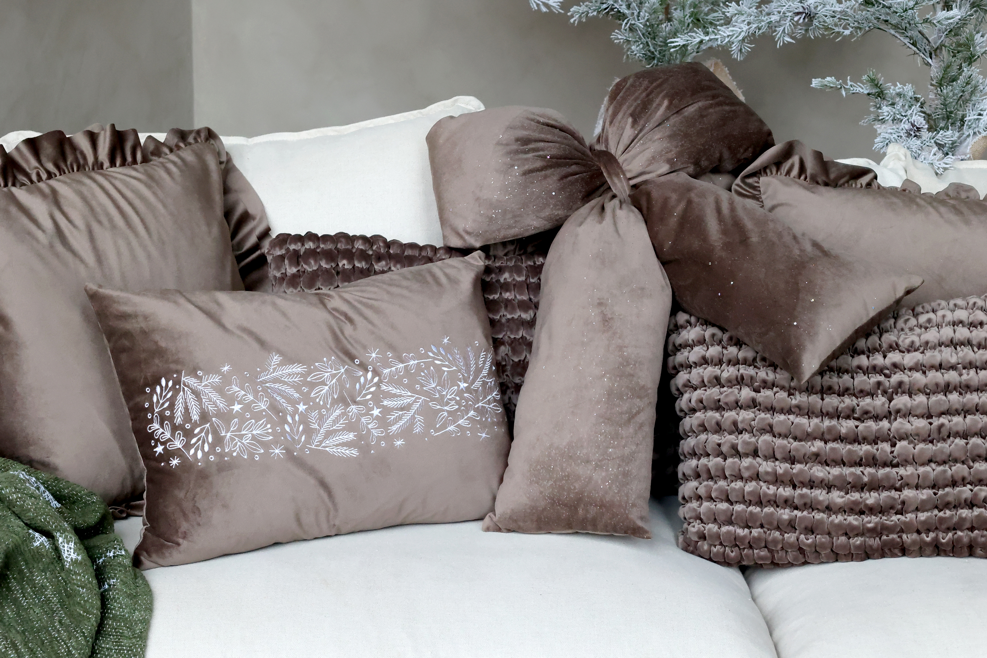 Rosett i velour med glitter 50x40 cm - Mocca - 9