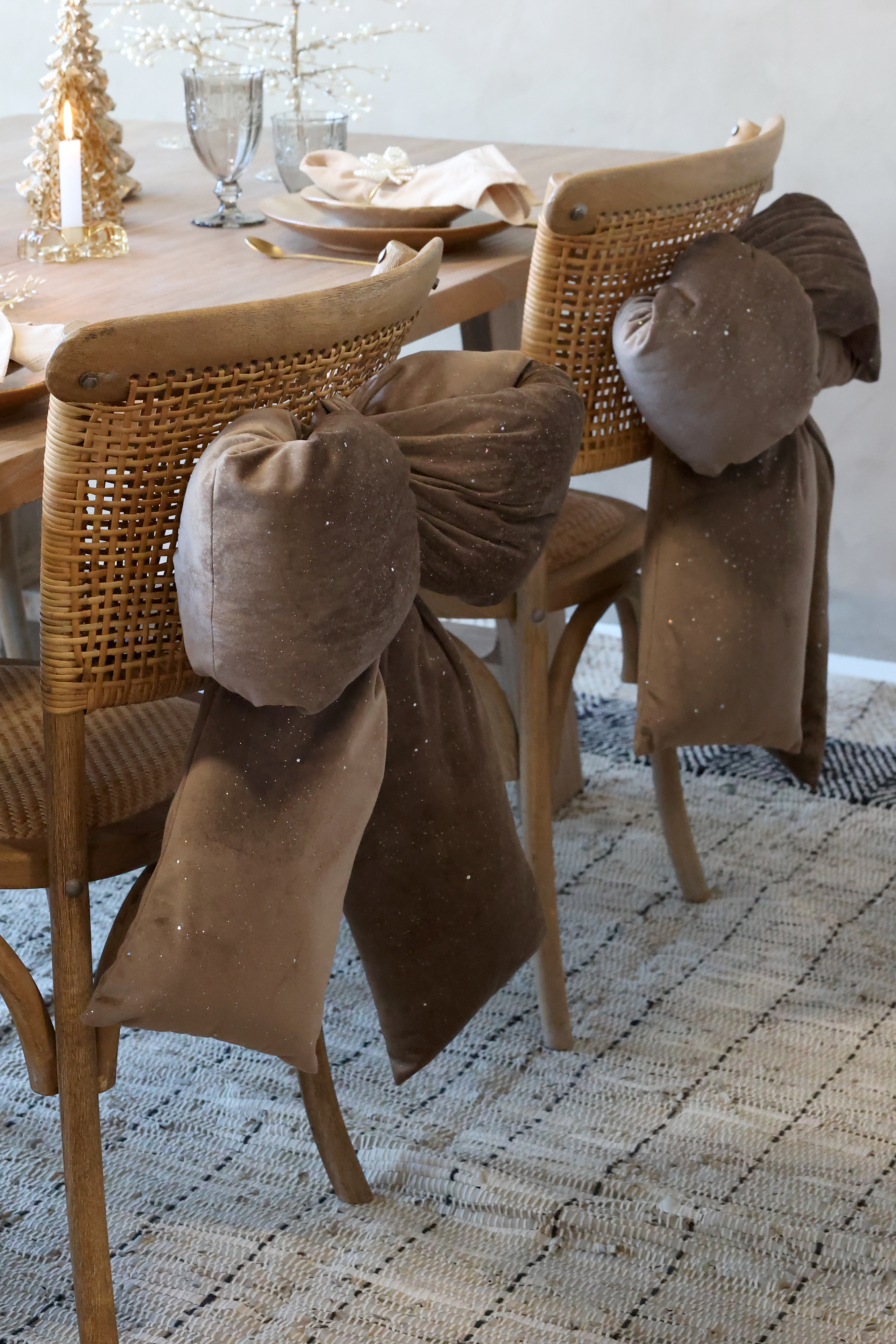Rosett i velour med glitter 50x40 cm - Mocca - 7