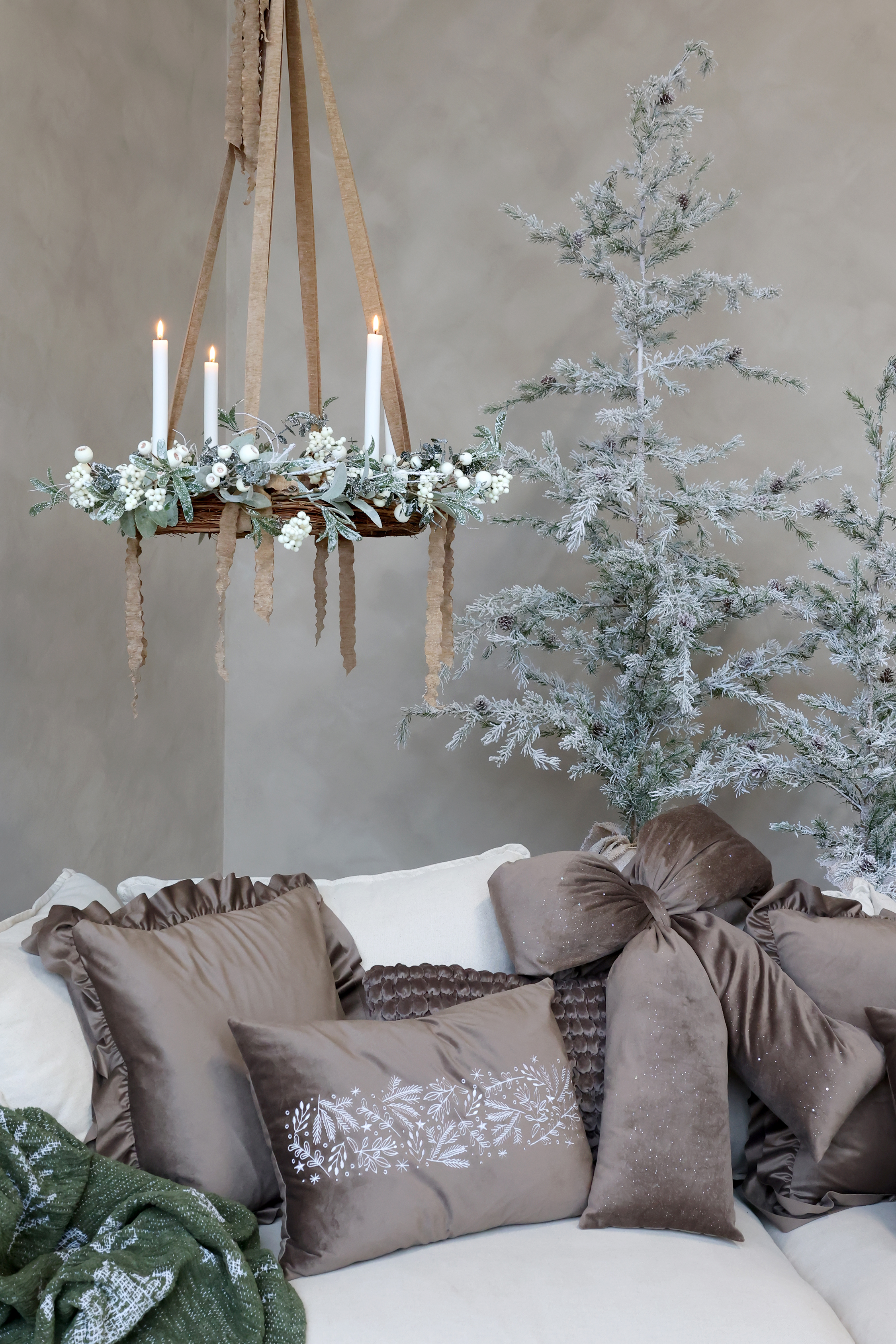 Rosett i velour med glitter 50x40 cm - Mocca - 8