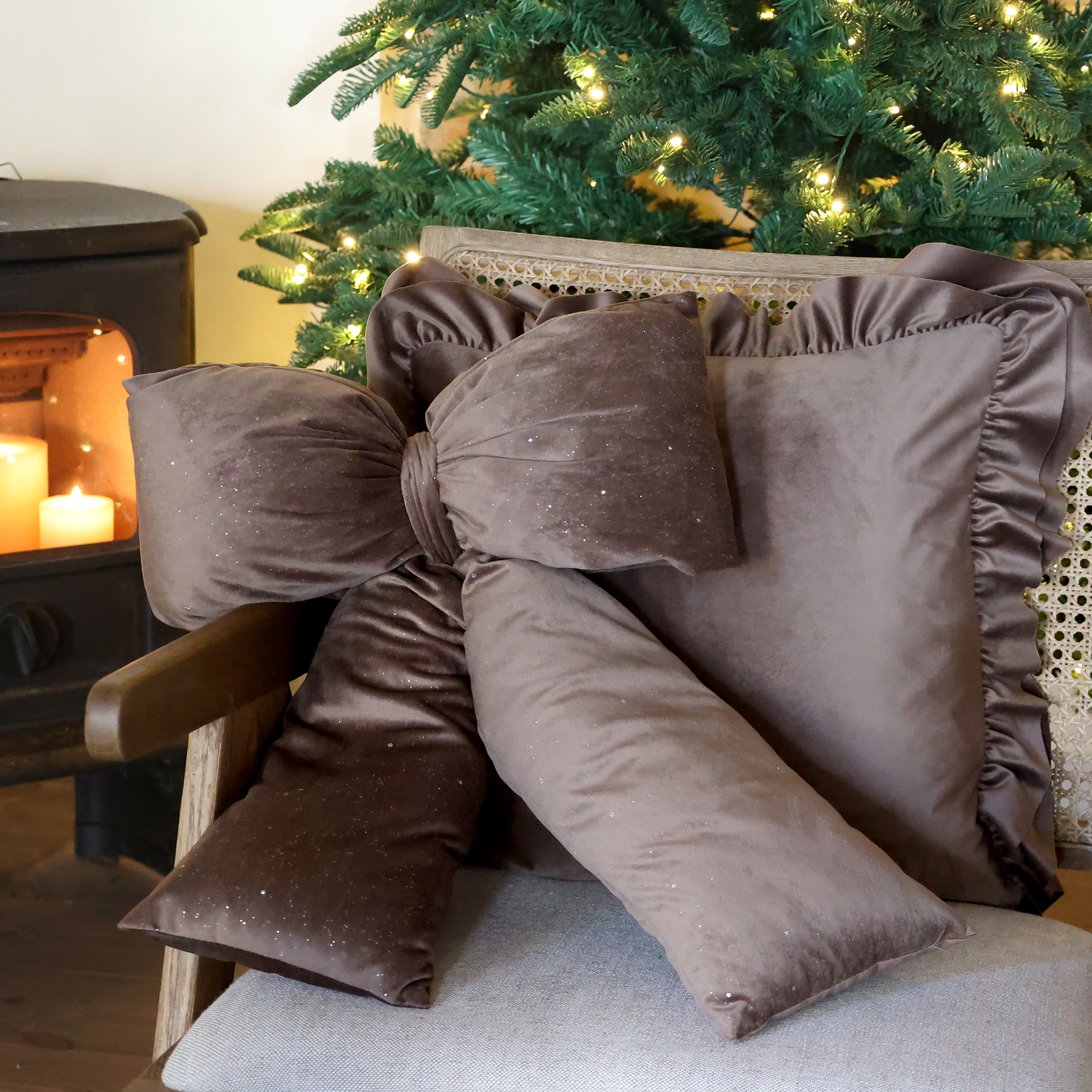 Rosett i velour med glitter 50x40 cm - Mocca - 2