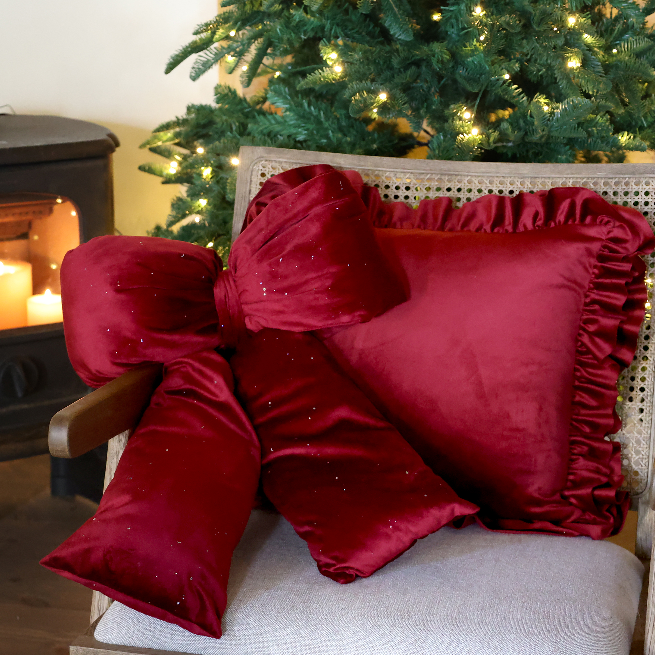 Rosett i velour med glitter 50x40 cm - Cherry - 3